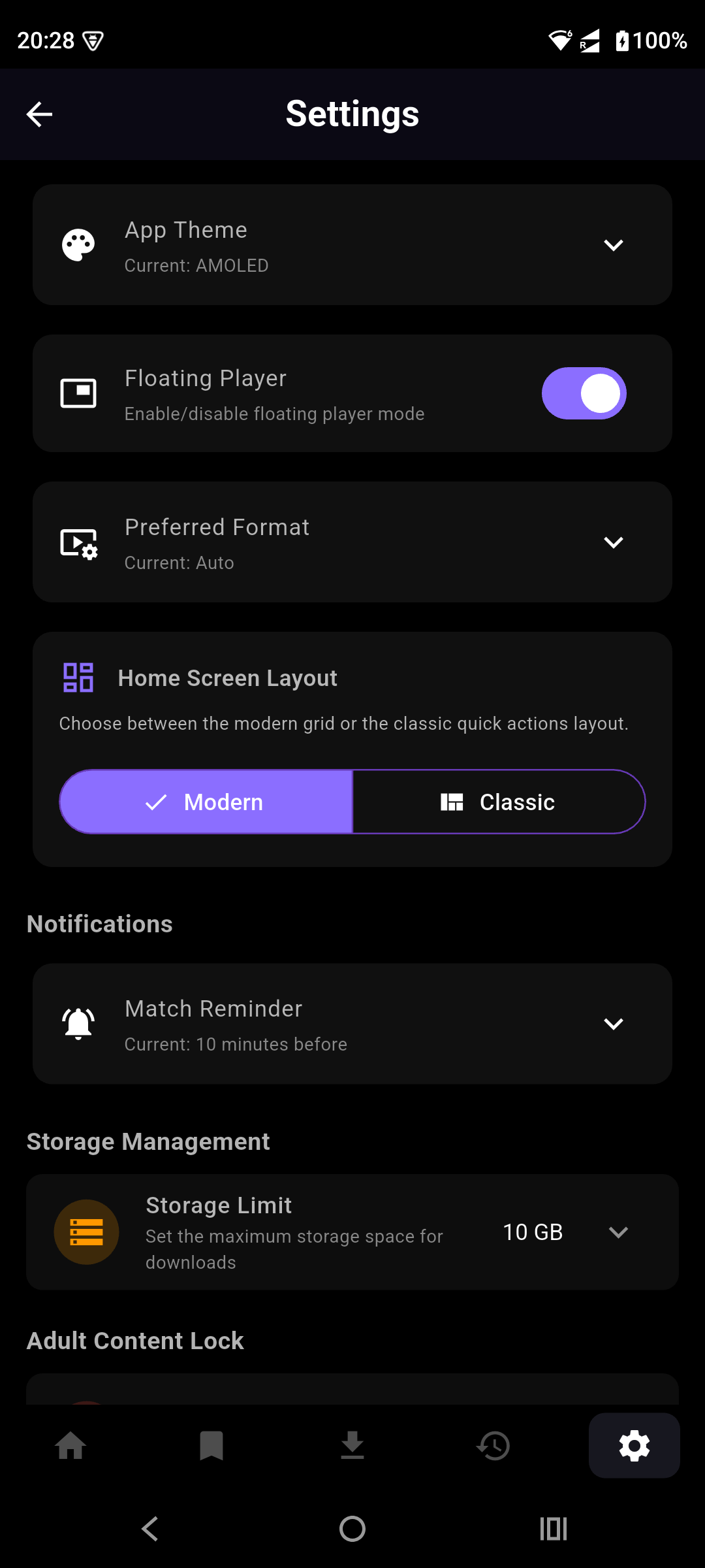 Reel IPTV App Interface